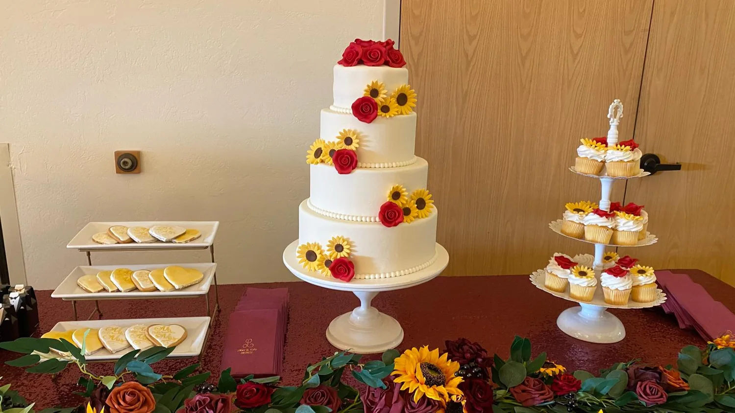 Sunflower wedding cake by Blue Skye Cakes